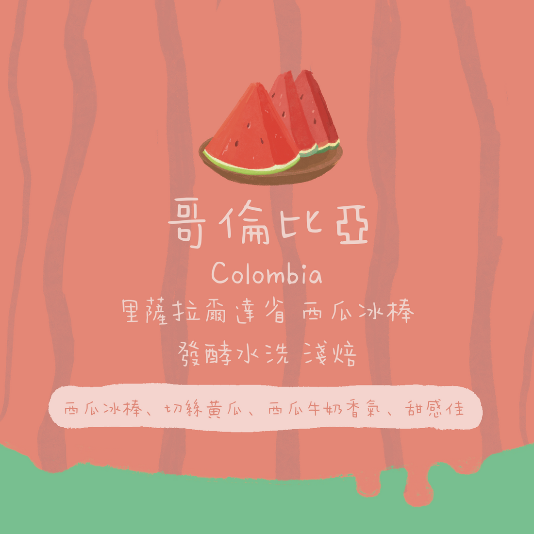 【夏日必試-西瓜】哥倫比亞｜里薩拉爾達省 西瓜冰棒 發酵水洗 淺焙｜咖啡豆｜掛耳包